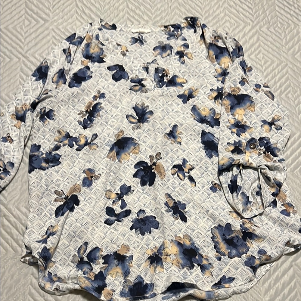 Floral Women's Top - Blue and White